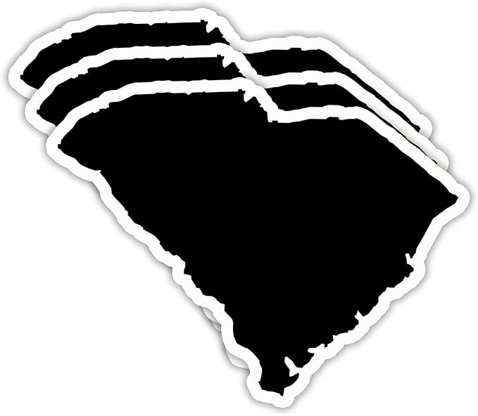 (3PCS) South Carolina Stickers, SC Map US State Waterproof Vinyl Decals for Tumblers, Water Bottles, Laptops, Books, Scrapbooks, Great for South Carolina Lovers 3 x 2.3 Inch