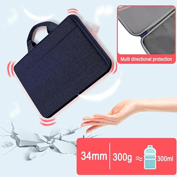 Hseok Laptop Case 13.3-14 inch Briefcase Handbag, Water-Resistant and Shockproof Computer Sleeve Compatible with MacBook Pro 14", Mac Air/Pro 13.3" and 13"-14" Notebooks Chromebooks,Blue