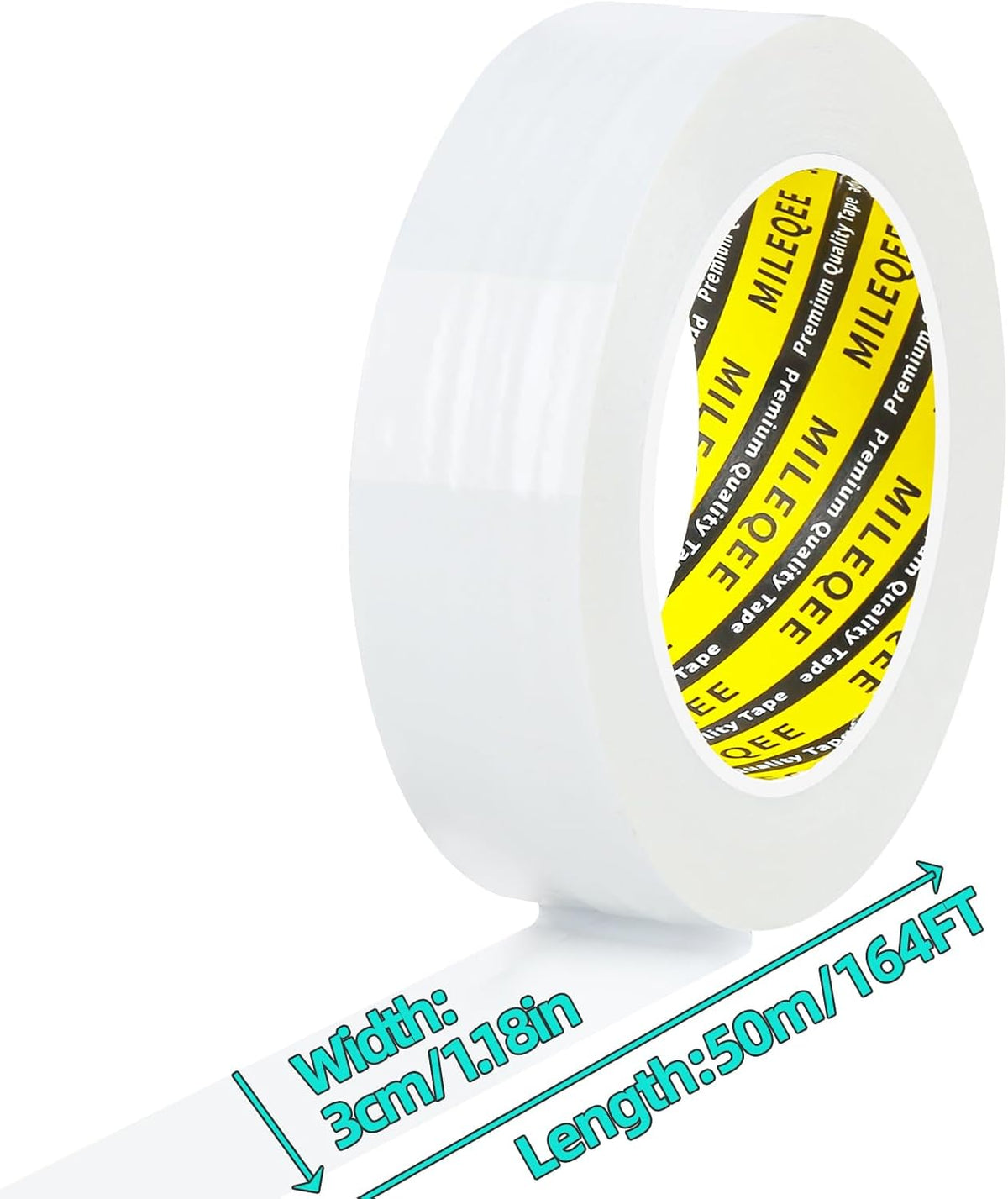 Window Weather Stripping Door Seal Tape White, 1.18in x 164FT, Automotive Weatherstrip Adhesive Seal Strip for Car Auto Trunk, Weatherproof Gap Sealing Sealer Draft Blocker, Easy Removal