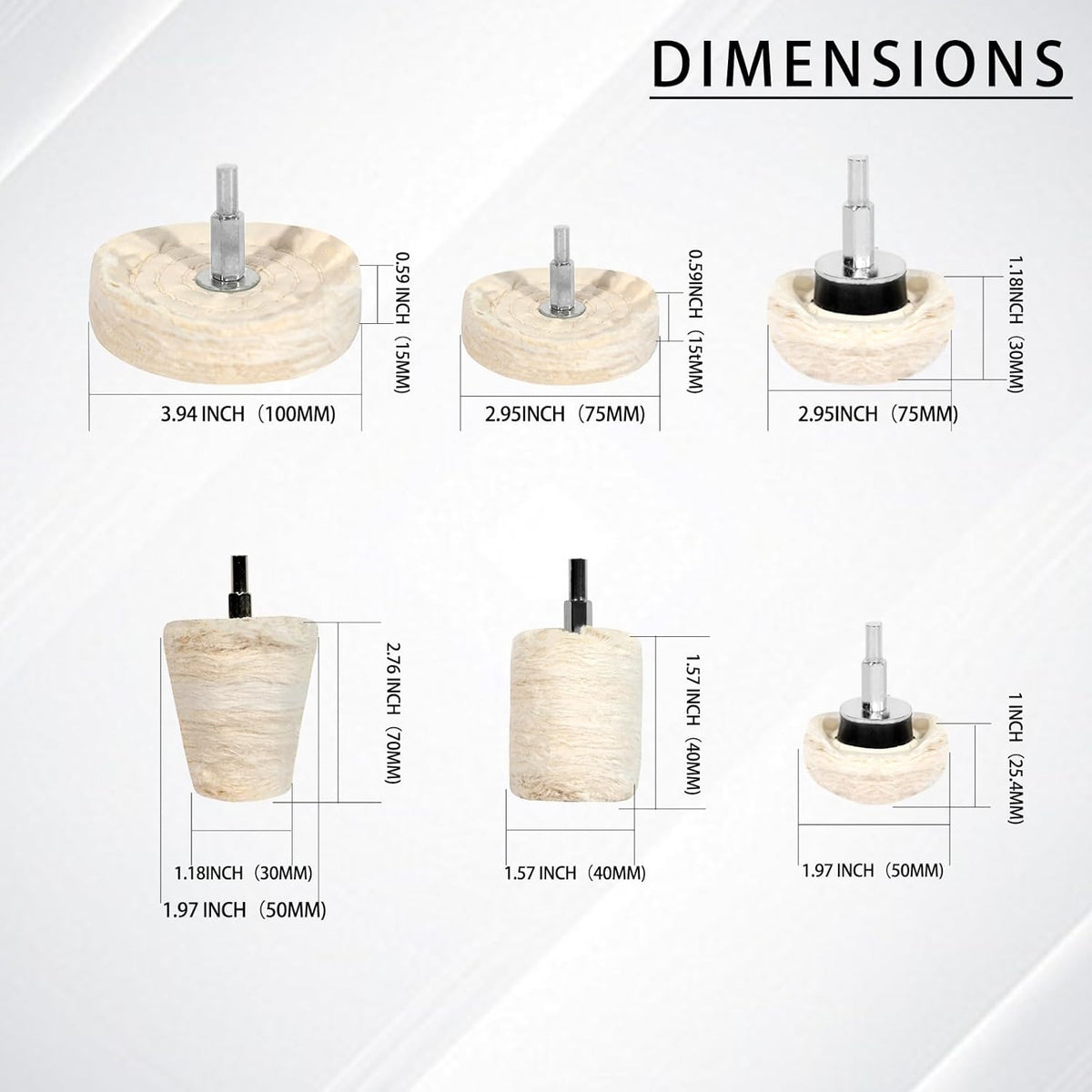 6PCS Buffing Wheels for Drill and 3 PCS Polishing Compounds, Wheel Polishing Kit, Polishing Wheel for Stainless Steel/Aluminum/Chrome/Wood/Jewelry/Plastic/Ceramic/Glass etc
