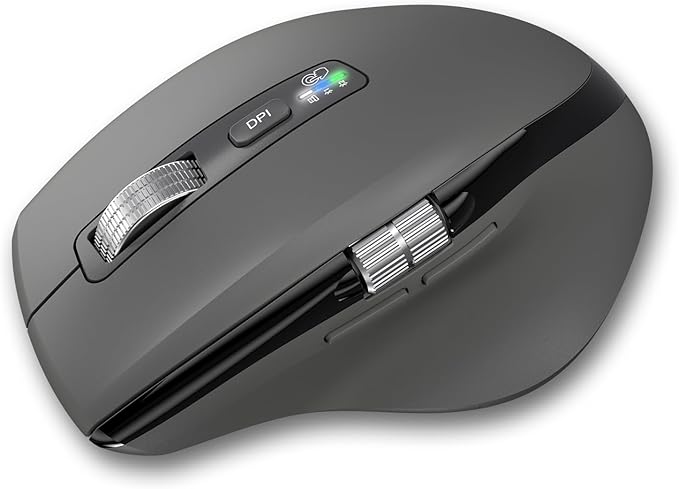 INFINMIND Wireless Side Scroll Mouse with Multi-Device, Ergonomic Computer Mice with Smart Flying Scroll, Quiet Click for Computer, Laptop, iPad, Tablet, MacBook (Grey)