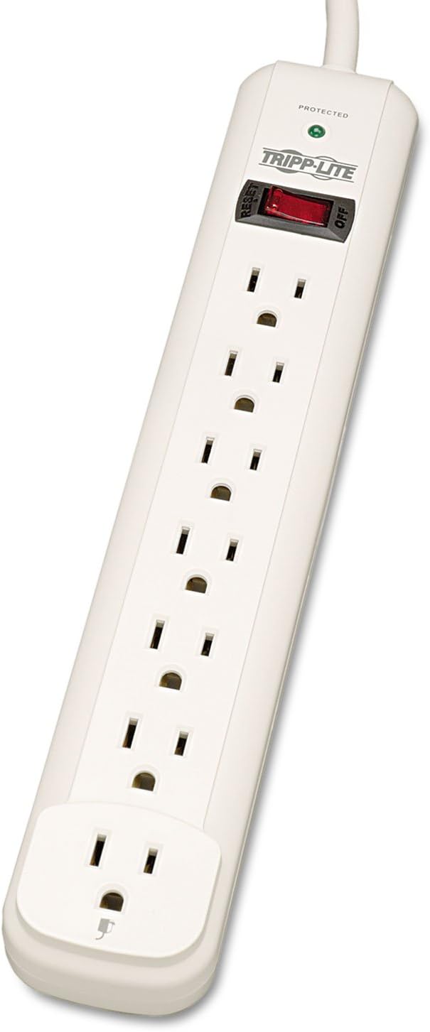 Tripp Lite Protect It! Surge Protector, 7 AC Outlets, 25 ft Cord, 1,080 J, Light Gray