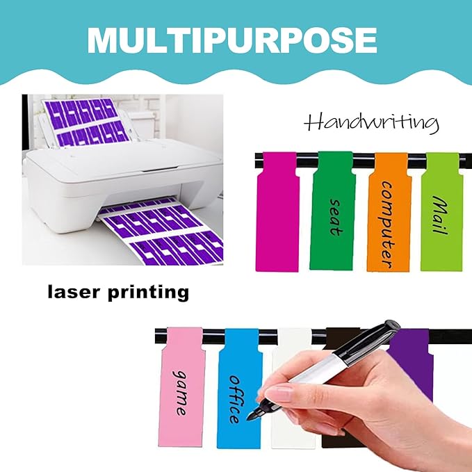 270 PCS Cable Labels, 9 Colors Waterproof Network Cable Label Stickers, Machine Room Marking Labels, Waterproof Key Identification Labels.They can be Handwritten and Printed.
