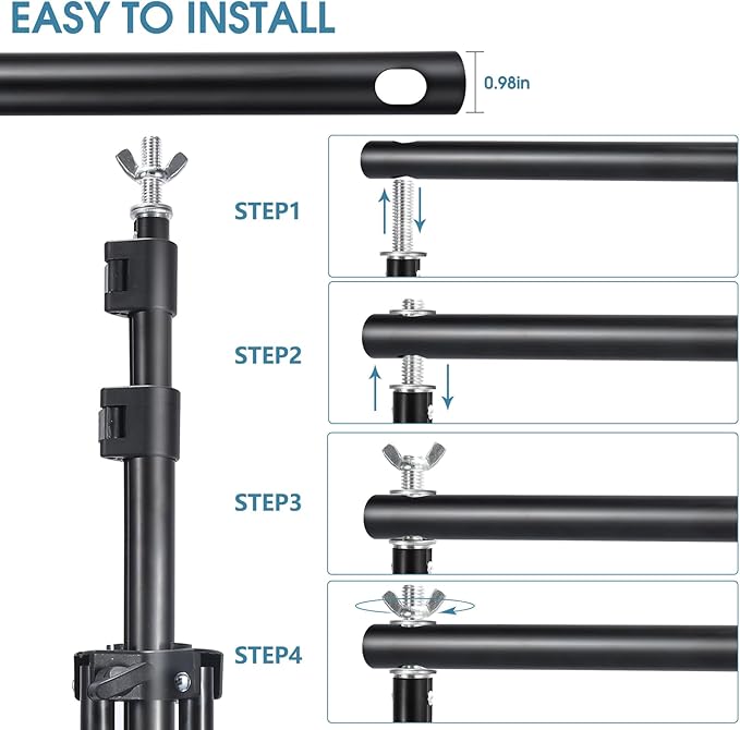 Photo Video Studio 10x7Ft (WxH) Adjustable Background Stand Backdrop Support System Kit with Carry Bag