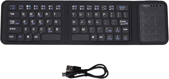 Luocute Foldable Keyboard, Portable Keyboard with Multi Touch Touchpad and Leather Case for Laptop PC Tablet Smartphone iOS
