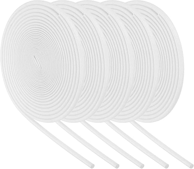 MECCANIXITY 5Pcs Wire Insulation Braid Fire Sleeve,16.4Ft-4mm ID White, High Temp Silicone Coated Fiberglass Sleeving for Automotive Hose Lines Electrical Wiring