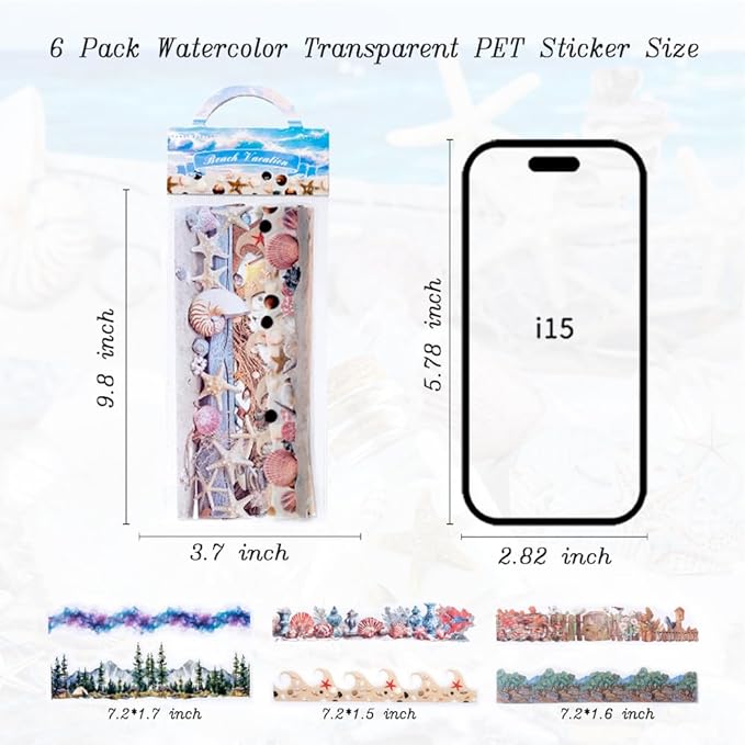 Dwpetzo Large Seasonal Nature Landscape Stickers for Journaling, 60 Sheets Dual Materials Transparent PET and Craft Paper Stickers for Junk Journal, Collage, Aesthetic Crafts Arts