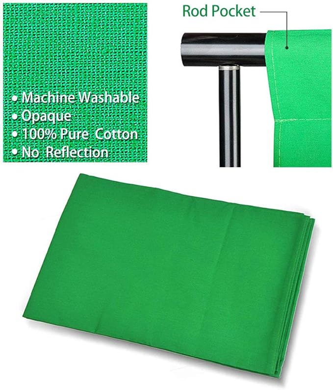 SLOW DOLPHIN Photo Video Studio 10 x12ft 100% Cotton Muslin Chromakey Green Screen Backdrop with 10 x 10ft Stand Photography Background Support System Kit Clamp, Carry Bag