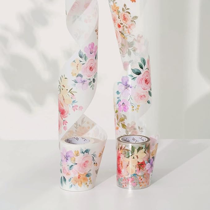 WT Flower Corridor Wide Washi Tape, Single Roll, Original Designs, Floral Decorative Tape, 60mm Wide, Washi Tape for Journaling, Bujo Planner Supplies, DIY Paper Tapes