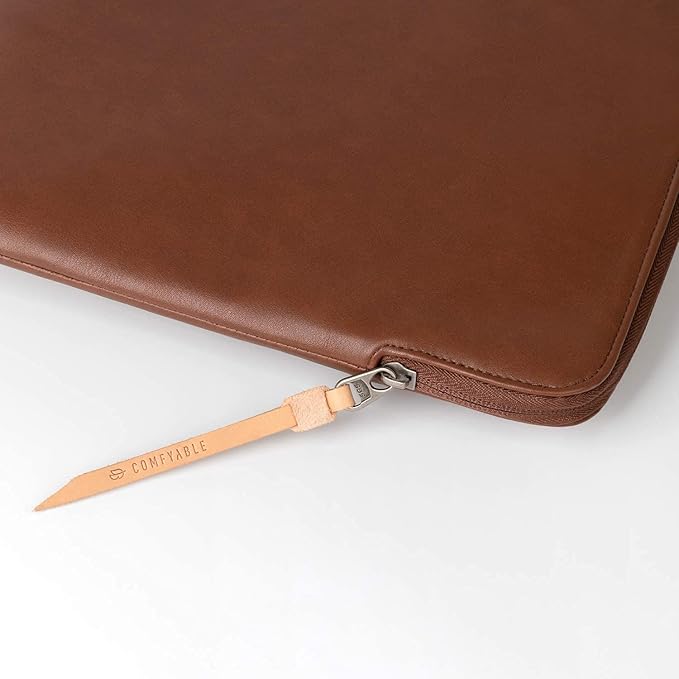 Comfyable Slim Protective Laptop Sleeve 14 Inch Snugly Compatible with MacBook Pro 14-inch M5 M4 M3 M2 M1 Pro/Max 2025, PU Leather Bag Waterproof Cover Notebook Computer Case for Mac, Brown