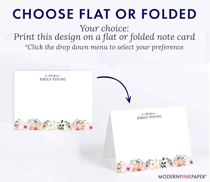 Personalized Floral Stationery Set, Personalized stationary for Women, Your Choice of Colors and Quantity
