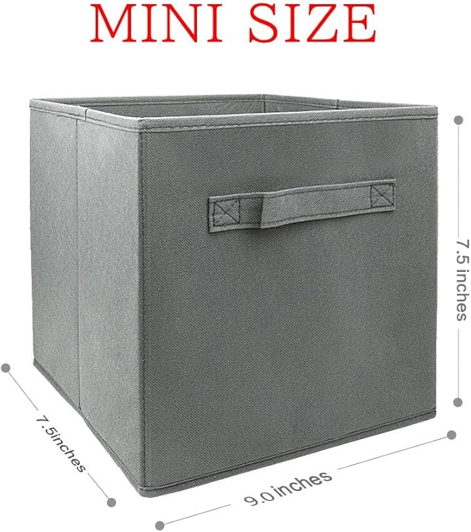 storage bins collapsible storage bins,cube storage organizer (Pack of 6) 9*7.5*7.5inch,For home and office Collapsible Closet Shelf Organizers, Drawer Organizers (Grey)