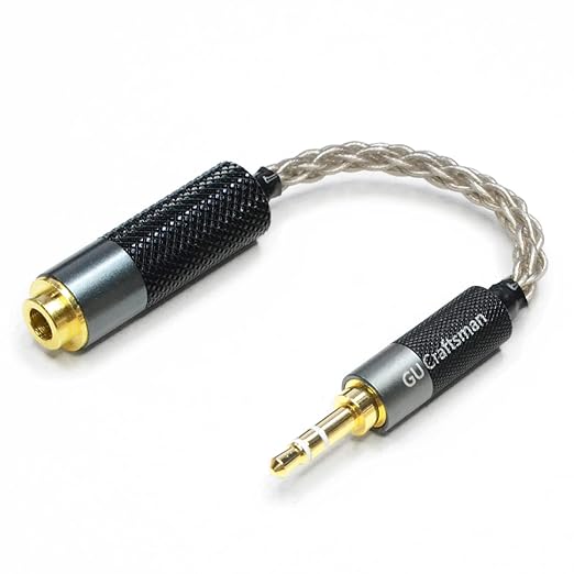 GUCraftsman 3.5mm Stereo Male to 4.4mm Balanced Female Portable Headphone Adapter Cable 6N Single Crystal Silver Headphone Jack Convert Cable for Audio Players with 3.5mm Ports