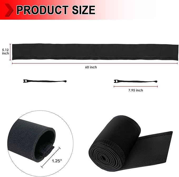 4 PCS Trolling Motor Cable Organizer Sleeve, 60" L Neoprene Troll Sleeve Trolling Motor Wire Cover, Cable Management Sleeve Wrap for Cover Wire and Extension Cords