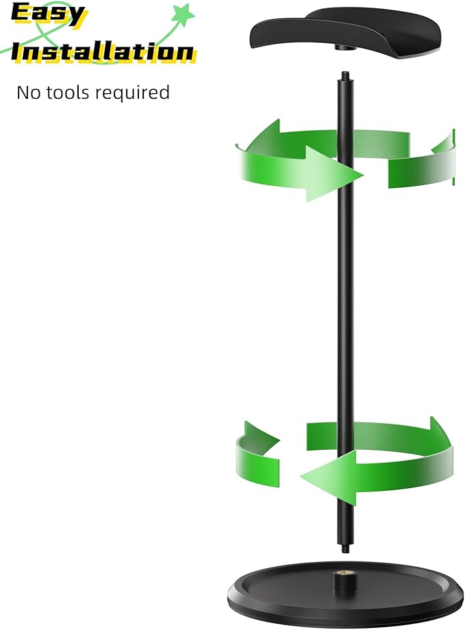 NQQNQQ Headphone Stand【1PACK】 Headphone Holder with Storage Tray Compatible for Max Pro, Beats, Bose and Most Gaming Headphones. 【No Tools Required】 YO-2 (Black)