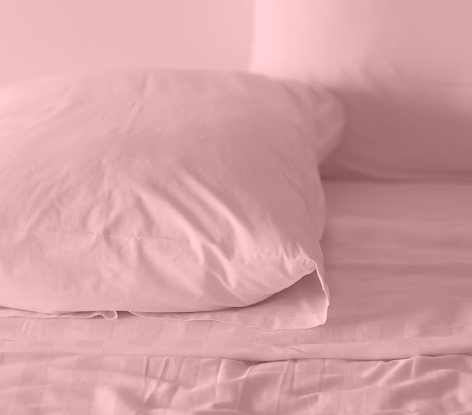 RUVANTI 100% Cotton California King Sheet Sets, 4 Pieces, Soft & Breathable Percale Weave Bedding, Deep Pocket 14", Hotel Standard, Crisp Cool Feel & Durable, Perfect Dyed Sheets, Bridal Rose