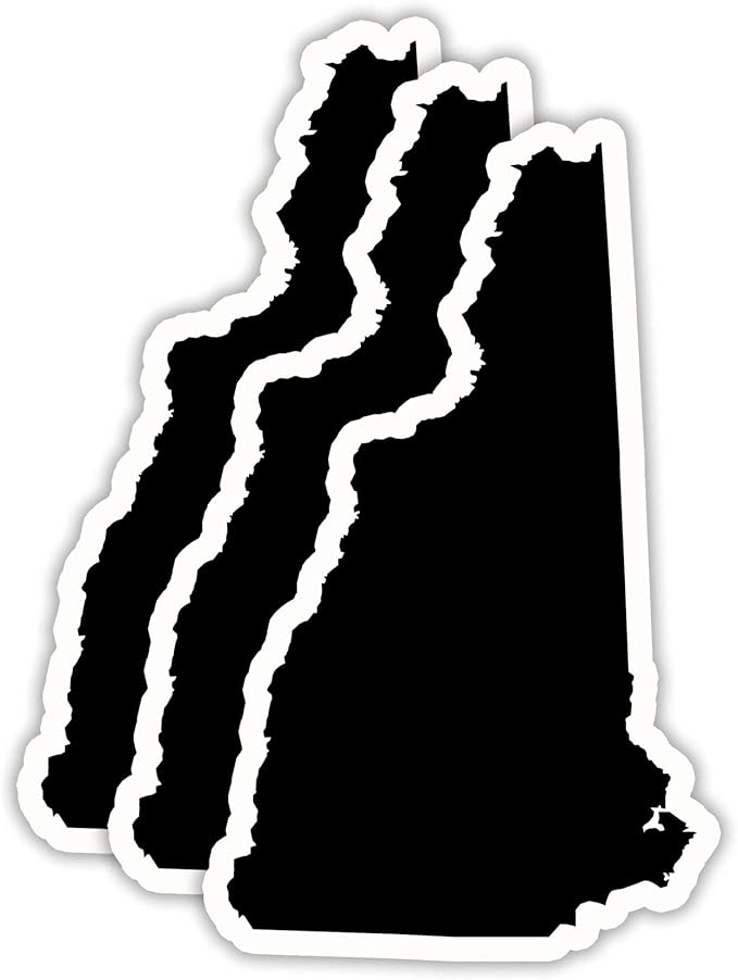 (3PCS) New Hampshire State Map Stickers, US State Stickers - Waterproof Vinyl Decals for Tumblers, Water Bottles, Laptops, Books, Scrapbooks, Great for New Hampshire Lovers 3 x 1.8 Inch
