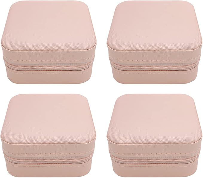Mini Jewelry Case, Small Travel Jewelry Organizer, Portable Jewelry Box Mini Storage Organizer Display Box For Rings Earrings Necklaces (Pink-4)