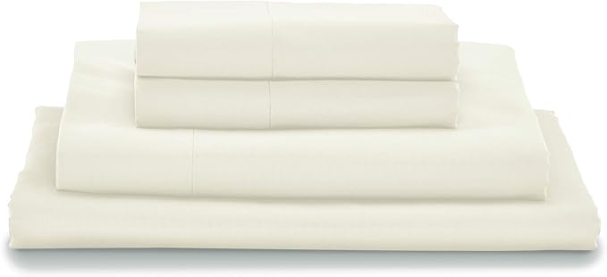 MyPillow Giza Dreams Bed Sheets, 100% Certified Giza Egyptian Cotton, Deep Pocket, Sateen Weave [RV Queen, Ivory]