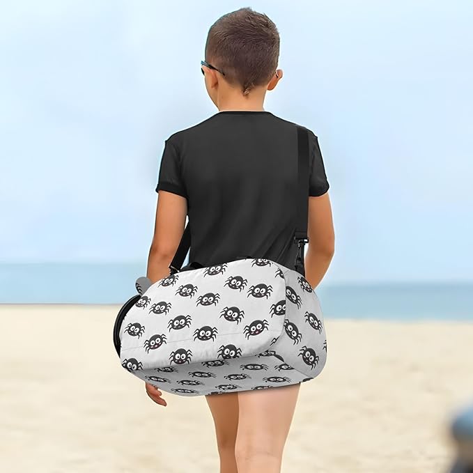 Cute Spider Animal Print Kids Sports Duffle Bag for Boys Girls Toddler Weekender Overnight Bag with Shoe Compartment & Wet Pocket Travel Foldable Bag for Dance Travel Gym Sport