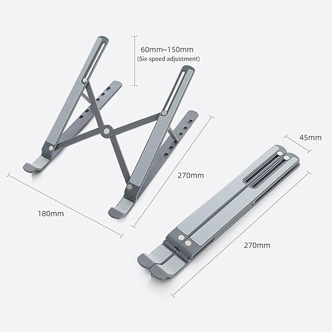 Vryxq Ergonomic Foldable Laptop Stand Portable Desktop Stand Adjustable 6 Gear Vertical Saving Dock for Tablet Foldable Holder