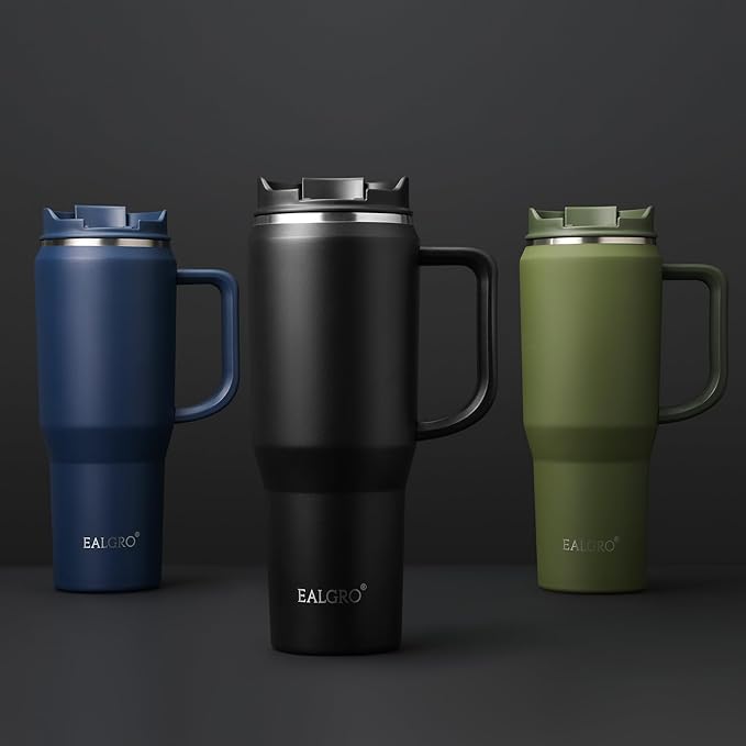 40 oz Tumbler with Handle, Insulated Tumblers with Lid and Straw, Large Metal Sports Water Bottle Jug, Thermal Stainless Steel Travel Coffee Mug Cup, Raspberry