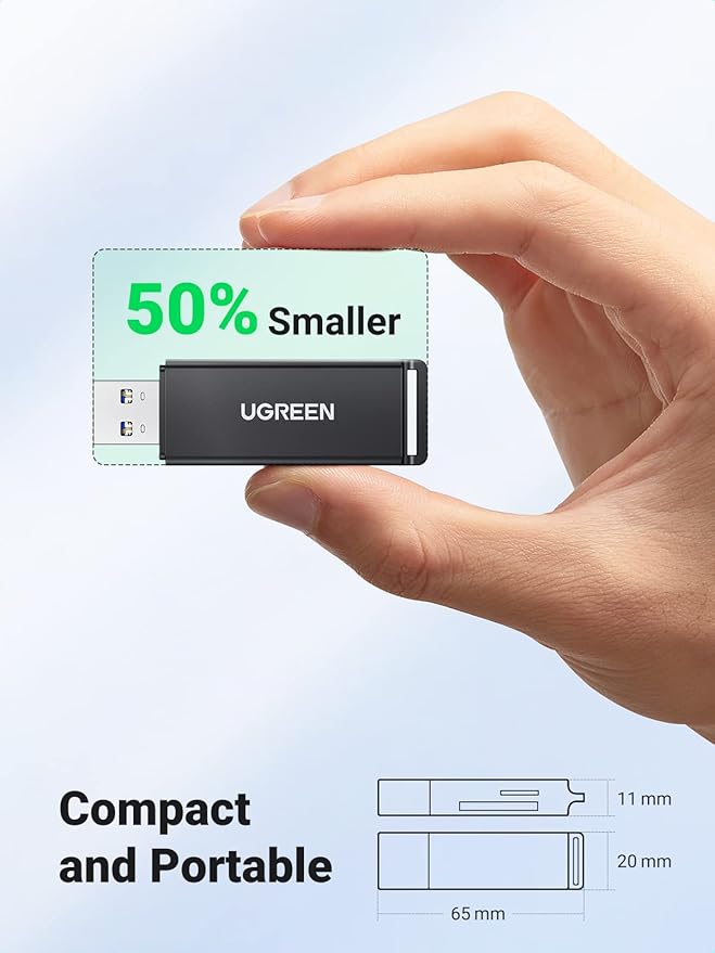 UGREEN SD Card Reader - Portable USB 3.0 Dual Slot Flash Memory Card Adapter Hub for SDXC, SDHC, MMC, RS-MMC, TF, Micro SDXC, Micro SDHC UHS-I for Mac, Windows, Linux, Chrome PC, Laptop