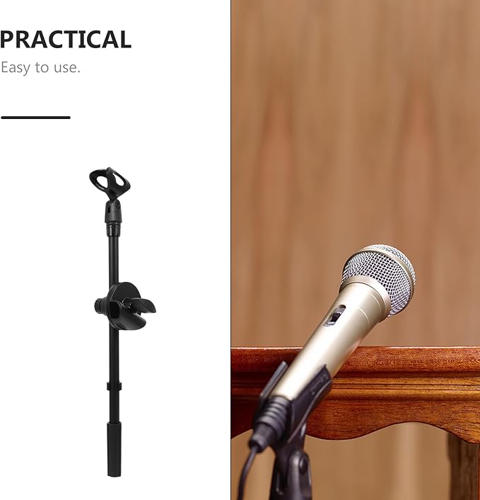 ERINGOGO Metal Microphone Boom Arm with Dual Mic Clip and Clamp, 350Mm Adjustable Height Desk Mic Stand Arm for Podcasting Streaming and Recording