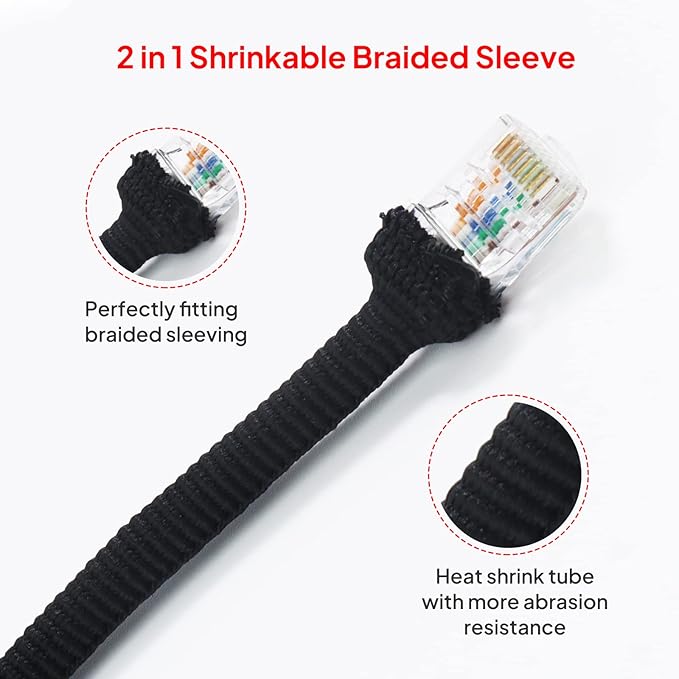 2 in 1 Heat Shrink Braided Sleeving Fabric Tubing-Ideal fit Irregular Shape Hose/Cable/Wire (1/2"(12mm), 22FT)