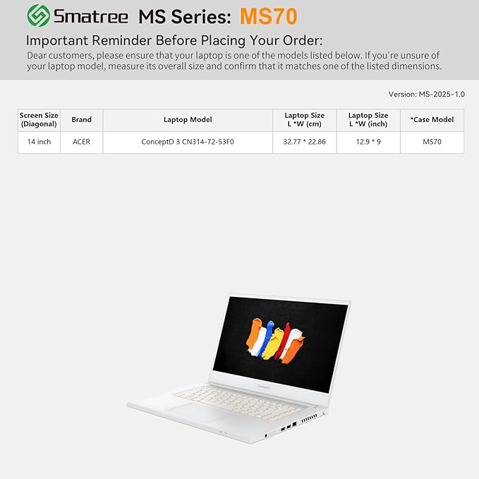 Smatree MS70 Hard EVA Protective Sleeve with Stand Compatible for 14 inch Acer ConceptD 3 Laptop - CN314-72-53F0 Laptop, Waterproof and Anti-Shock Bag,Pink
