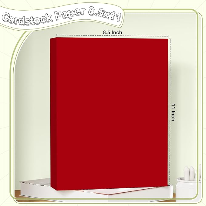40 Sheets Cardstock 8.5x11, 65lb Red Card Stock, Construction Paper, 180gsm Thick Printer Paper for Printing, Painting, Card Making, Kids School Supplies,Party Decorations