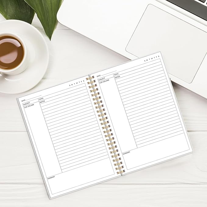 Yaridar A5 Cornell Notes Notebook - College Spiral Cornell Notebooks for Note Taking, Subject College Ruled Steno Pads for Office/School/Home, 5.8" x 8.5", Pink Flower