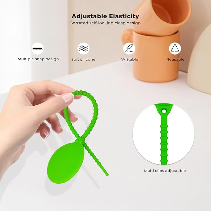 Cable Labels-Reusable Zip Tie, 20Pack Silicone Cord Organizer Writable Label Ties, Handwriting Cable Ties for Bundle Compatible Tags, Adjustable Cord Straps Cable Management Wire Tags for Home, Office