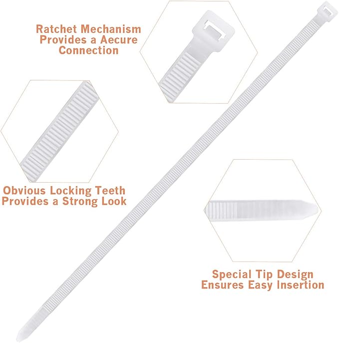 Halsouy Cable Zip Ties Nylon Self-locking Wire Ties 50 Pack - White (32 Inch)