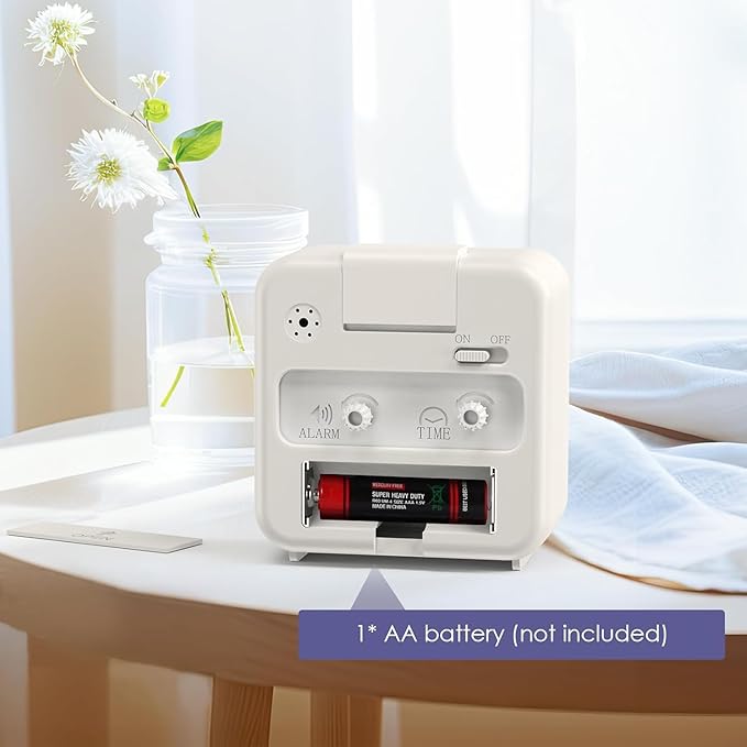 OQIMAX Analog Alarm Clocks, Non Ticking Table Clock with Luminous Hand & Large Display, Battery Powered Silent Bedside Alarm Clock with Night Light Function & Snooze, for Bedroom, Office (White)