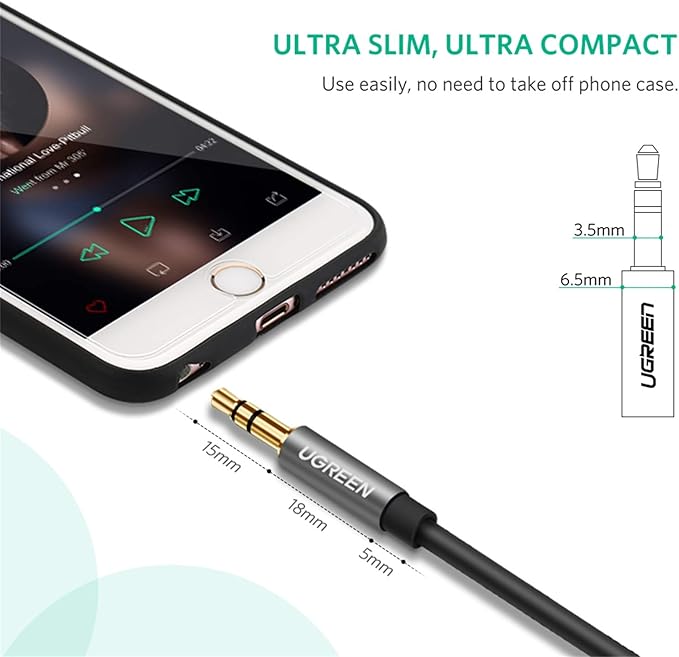 UGREEN Headphone Extension Cable 3.5mm Extension Gold Plated Aux Cable Audio Stereo Jack Male to Female TRS Cord Extender Compatible with iPhone iPad Phones Tablets Media Players, 6.6FT