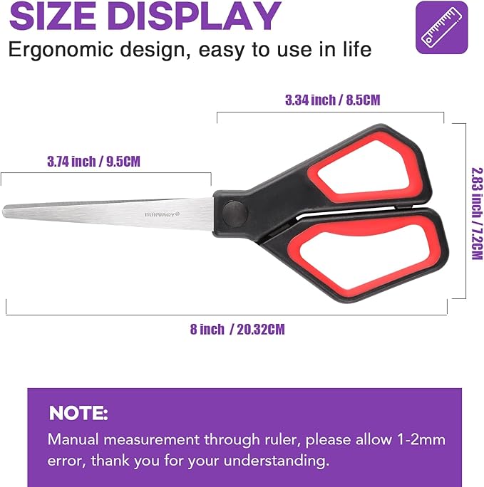 BURVAGY 42Pack 8" Scissors All Purpose, Heavy Duty Scissors with Ultra Sharp Blades Comfort Grip Handles - For Office Home School Sewing Fabric Crafts, High/Middle School Student Teacher Scissor