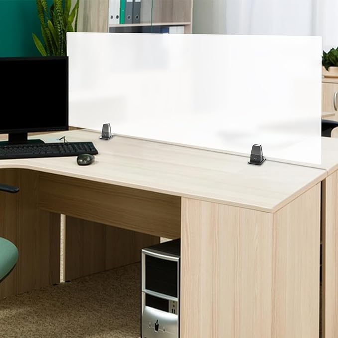 4-Pack Frosted Acrylic Desk Dividers, 47"L Clamp-On Privacy Panels for Office School, Soundproof Partition Shields with C-Clamps Foam Pads