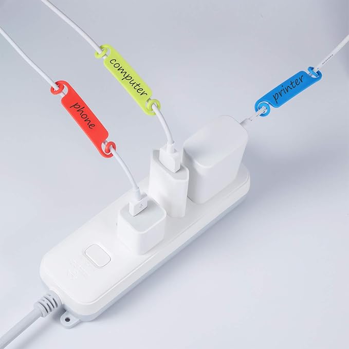 Mudder 100 Pieces Cable Tags Management Tags Multicolor Cable Cord Wire Labels Hook and Loop Wire Identification Labels for USB Computer Phone Charger