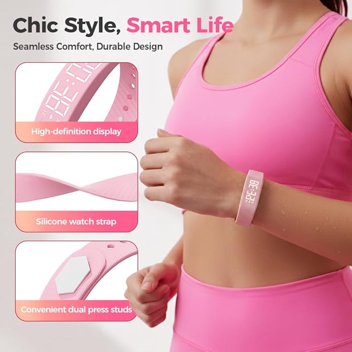 Vibrating Alarm Clock Watch, 2026 New Wristband, Rechargeable Silent Alarm for Deep Sleepers, LED Display Vibrating Alarm Watch for Elderly