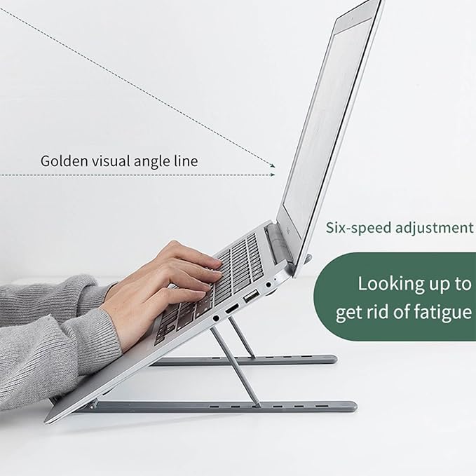 Vryxq Ergonomic Foldable Laptop Stand Portable Desktop Stand Adjustable 6 Gear Vertical Saving Dock for Tablet Foldable Holder