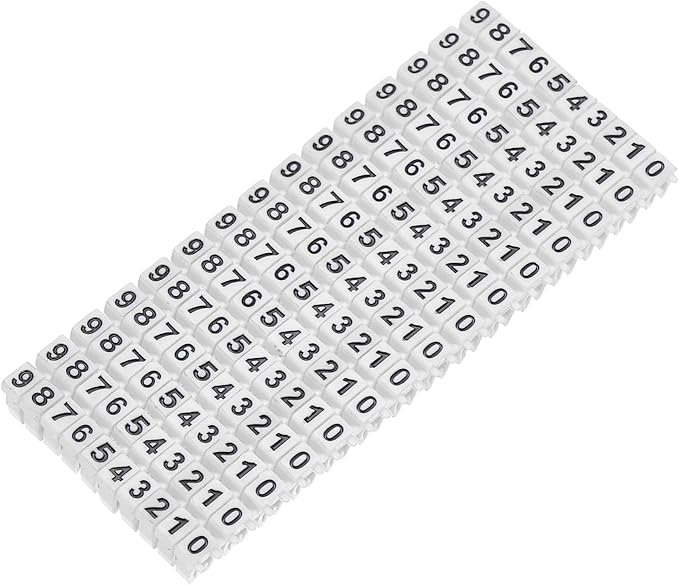 MECCANIXITY 150Pcs Wire Label, 0-9 Digital Cable Labels Tags M-0 Type Cable Numbers Markers for Identification Troubleshooting Maintenance of Wires, White
