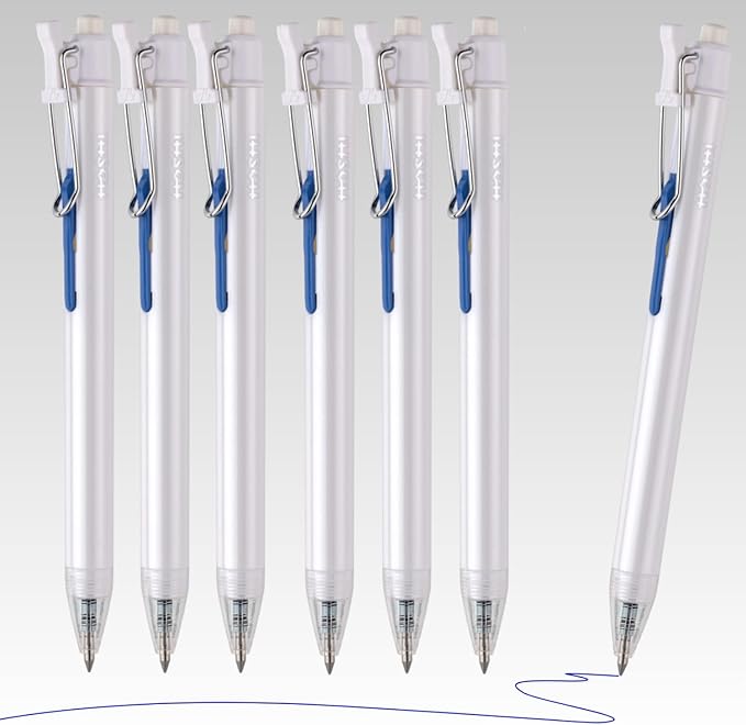 Thien Long Hoshi 6 PCs Premium Retractable Gel Pens Blue Ink, 0.5mm Fine Point, Auto-Lock Pocket Clip, Quick-Dry Japanese Ink - Perfect for Teacher, College, School & Office Supplies