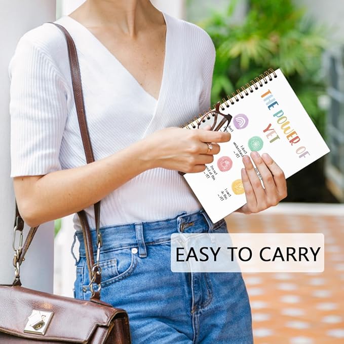 dvhdajed Mental Health Inspirational Spiral Notebook, the Power of Yet Growth Mindset Journaling Notebooks, Therapy Spiral Journal for Girls Women, Psychology Office School Supplies Gifts, 5.5x8.3 In