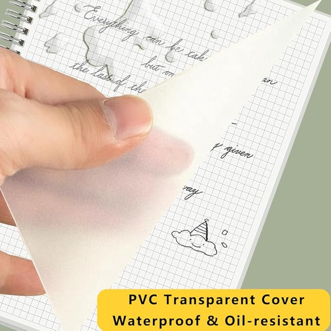 WRENBEN Graph Paper Spiral Notebook 8.5 x 11 Inches 240 Pages, A4 Grid Journal with 120gsm Thick Graphing Paper, Large Math Notebook 1/5 Inch Squares with Water-proof PVC Cover (3 Pack, A4)