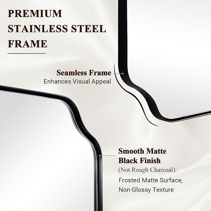 ANDY STAR 30x40 Inch Matte Black Mirror, Unique Rectangle Mirror for Vanity, Bathroom Mirror in Premium Stainless Steel Metal Thin Frame Deep 1’’, Large Wall-Mounted Mirror(Horizontal/Vertical)