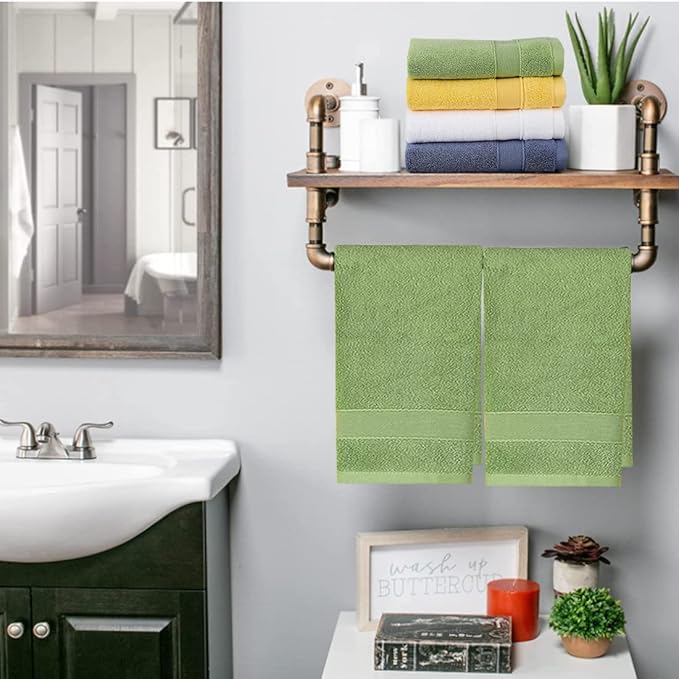 LRUUIDDE Bathroom Hand Towels 2 Set,Cotton Hand Towel for Bath, Hand, Face, Kitchen, Super Soft, Highly Absorbent, Machine Washable, Size 14" x 30" (Green)…