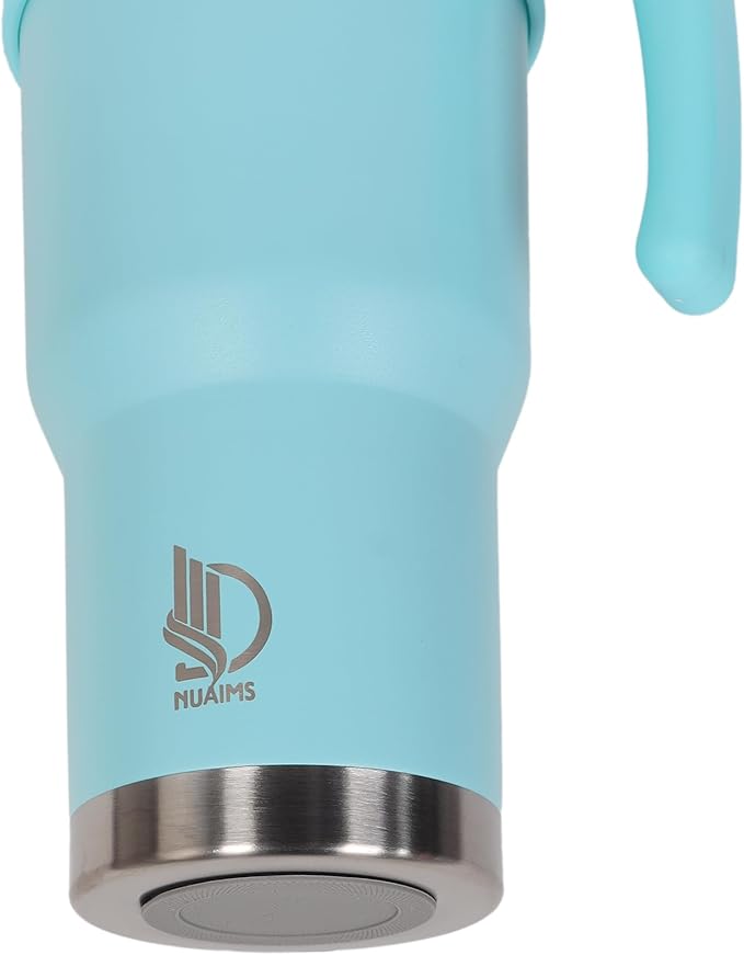 40 Oz Tumbler with Handle & Straw Lid, Insulated Stainless Steel Vacuum Flask, Double Wall Thermal Car Cup for Hot & Cold Drinks, Leak Proof, BPA Free (Light sky Blue)