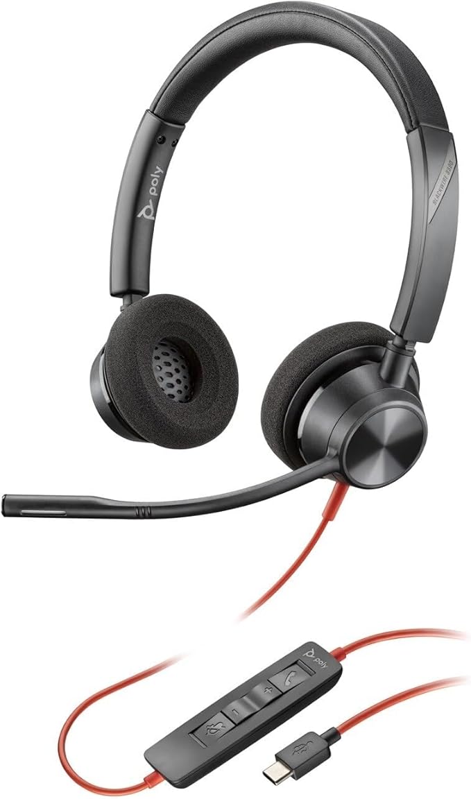 Plantronics - Blackwire 3320 USB-A - Wired, Dual-Ear (Stereo) Headset with Boom Mic - USB-A to Connect to Your PC, Mac or Cell Phone - Works with Teams, Zoom & More