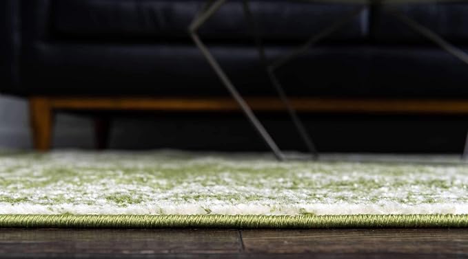 Unique Loom Bromley Collection Area Rug - Wells (2' x 8' Runner, Green/ Ivory)